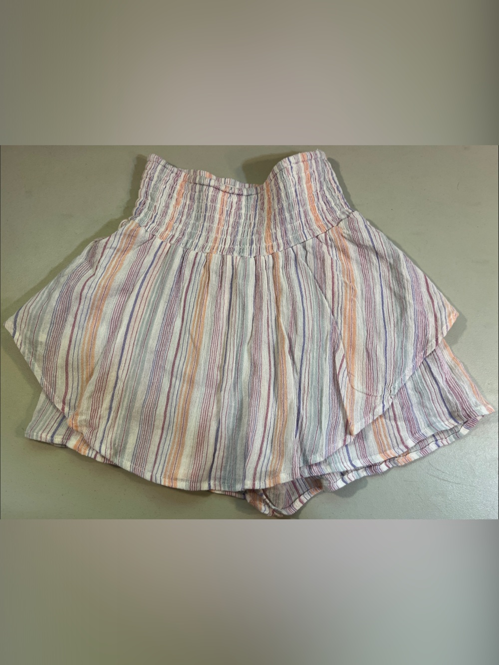 BCBGeneration Pastel Striped Smocked-Waist Shorts